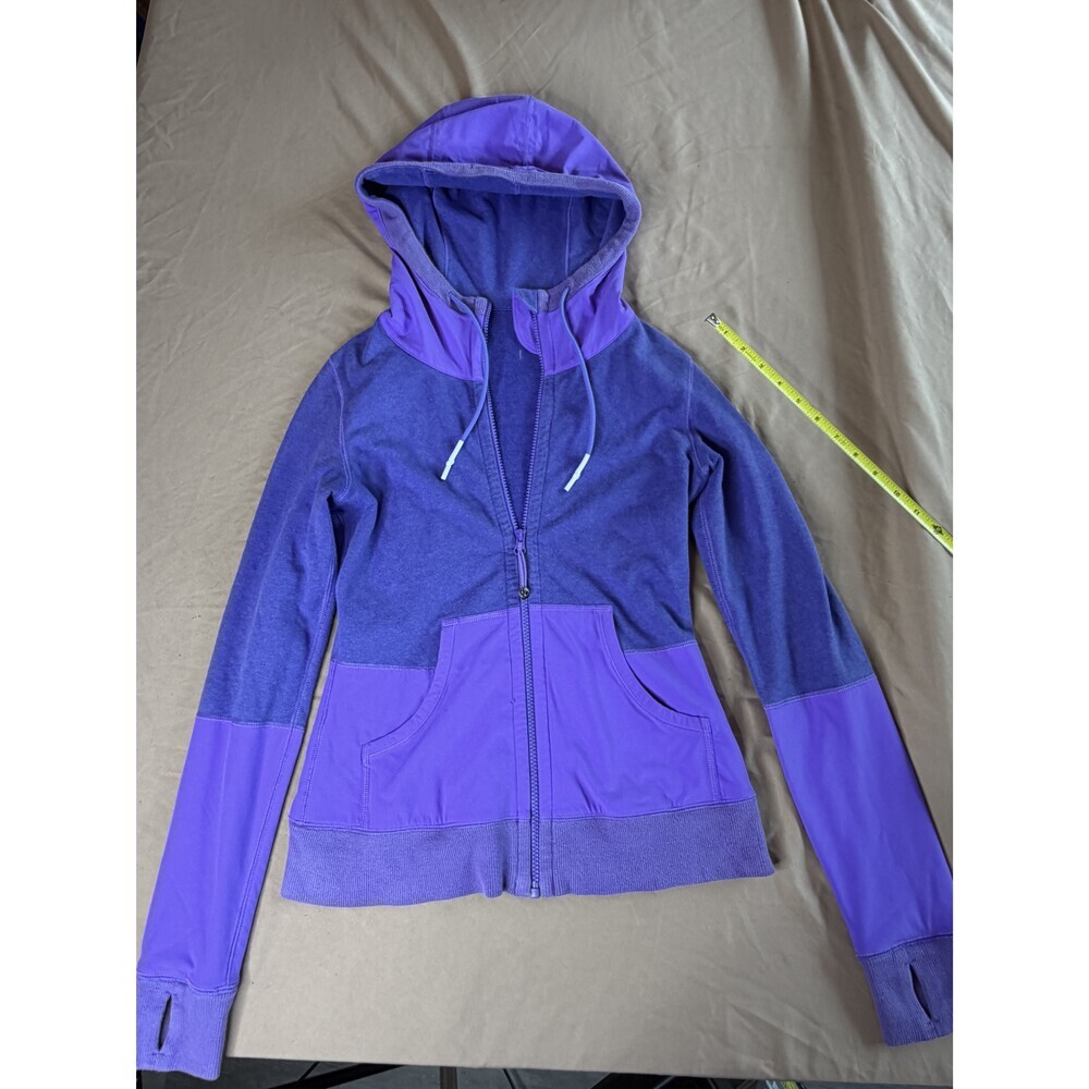 Lululemon Purple Colorblock Full Zip Hoodie Thumbholes Women's M